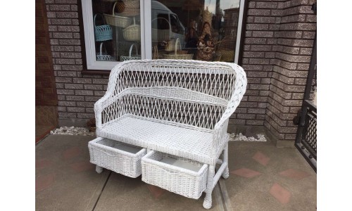 Wicker sofa, with drawers, white 1120002