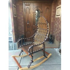Кресло-качалка коричневое с белым, разборное, анатомическое 1100011