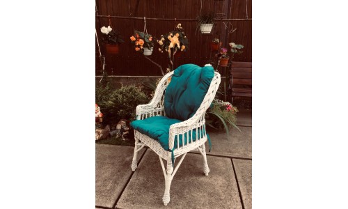 Wicker armchair, white with cushion 1060009